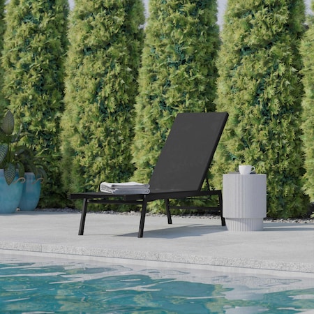 Flash Furniture Black/Black Adjustable Chaise Lounge JJ-LC326-BLK-BLK-GG